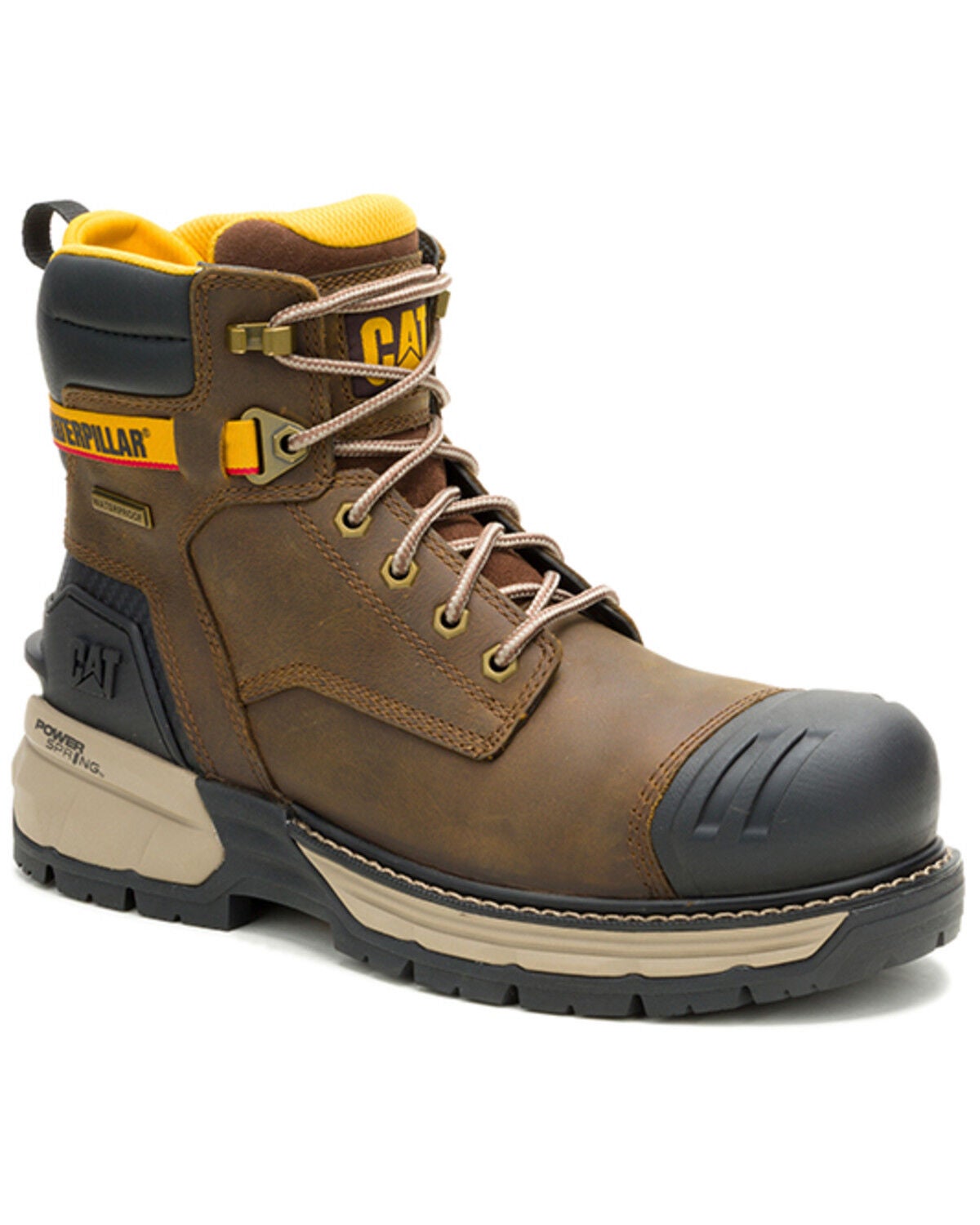 Image #1 - Caterpillar Men's Excavator Spring 6" Waterproof Work Boots - Composite Toe, Brown, hi-res