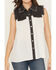 Image #3 - Cowgirl Hardware Women's Sleeveless Denim Chiffon Blouse, Black, hi-res