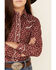 Roper Girls' Burgundy Floral Print Long Sleeve Snap Western Shirt , Burgundy, hi-res