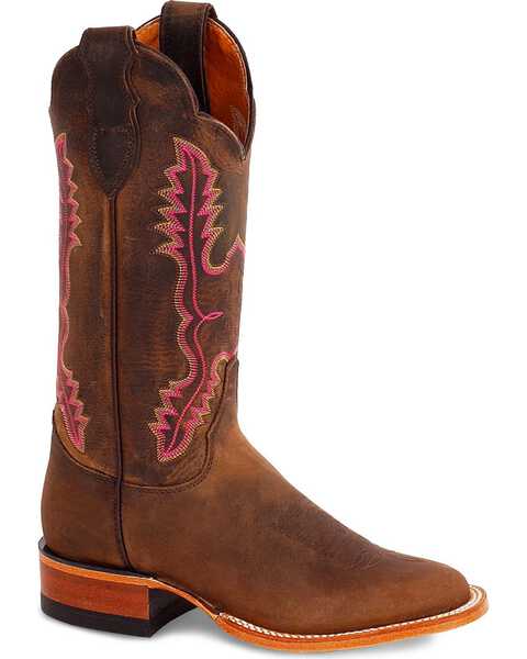 Image #1 - Justin Women's Distressed Leather Cowboy Boots, Distressed, hi-res