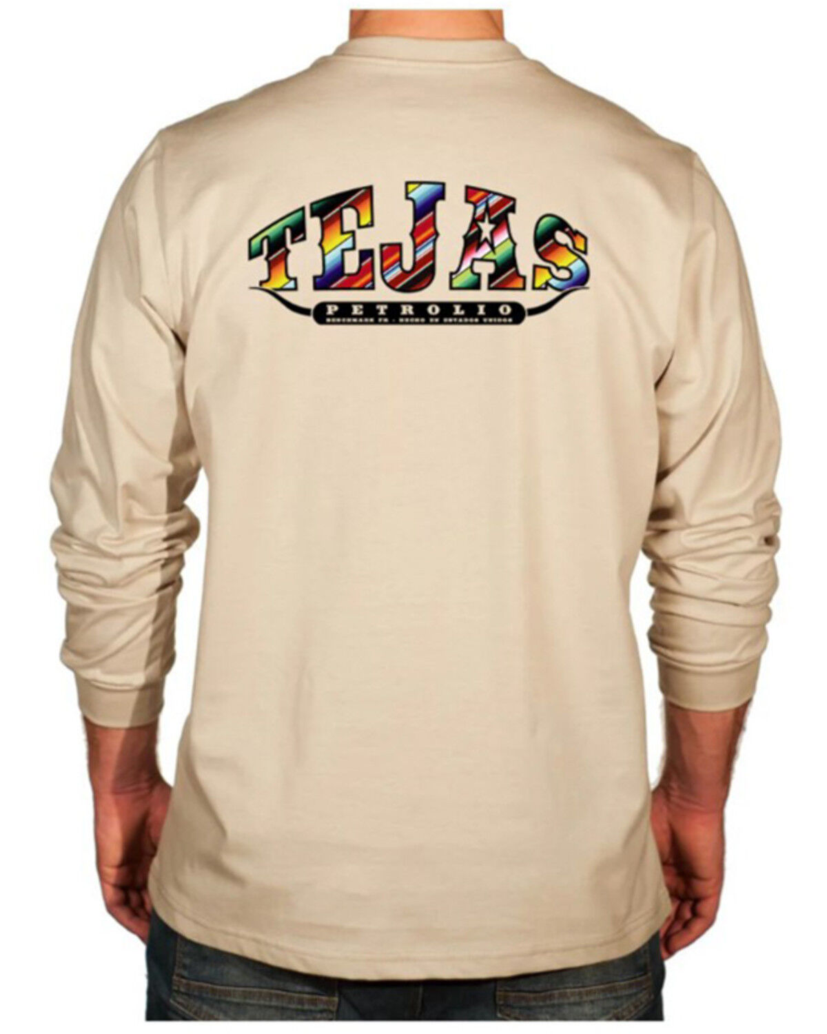 Image #1 - Benchmark FR Men's FR Tejas Petrolio Long Sleeve Graphic Work Shirt, Beige, hi-res