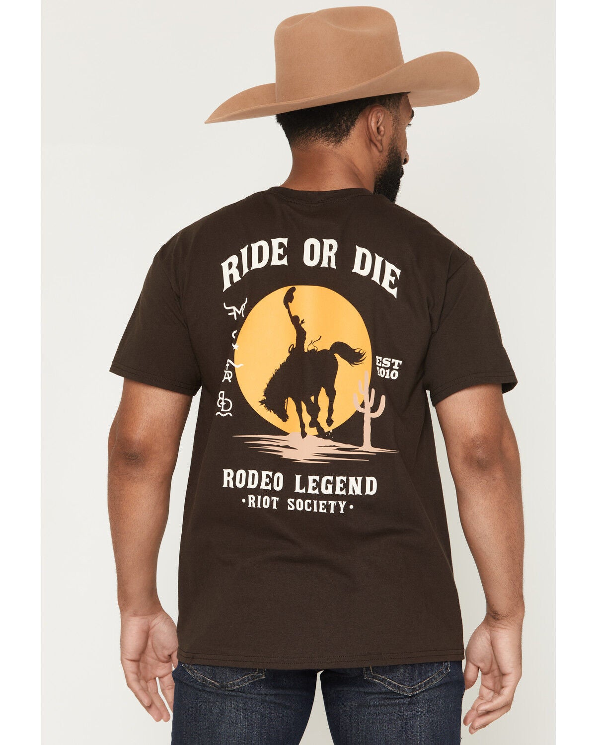Image #1 - Riot Society Men's Rodeo Legend Short Sleeve Graphic T-Shirt, Brown, hi-res