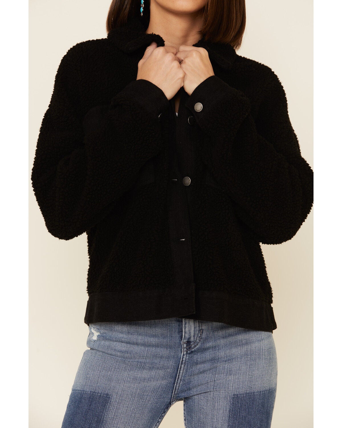 black lined denim jacket womens