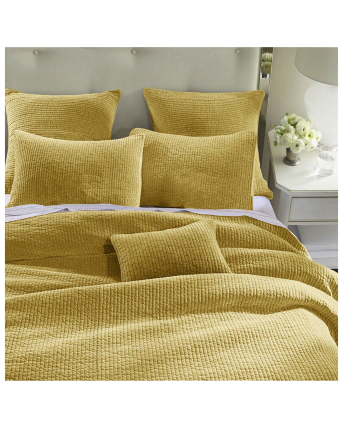 HiEnd Accents Tuscan Stonewashed Cotton & Velvet 3-Piece Full/Queen Quilt Set, Orange, hi-res