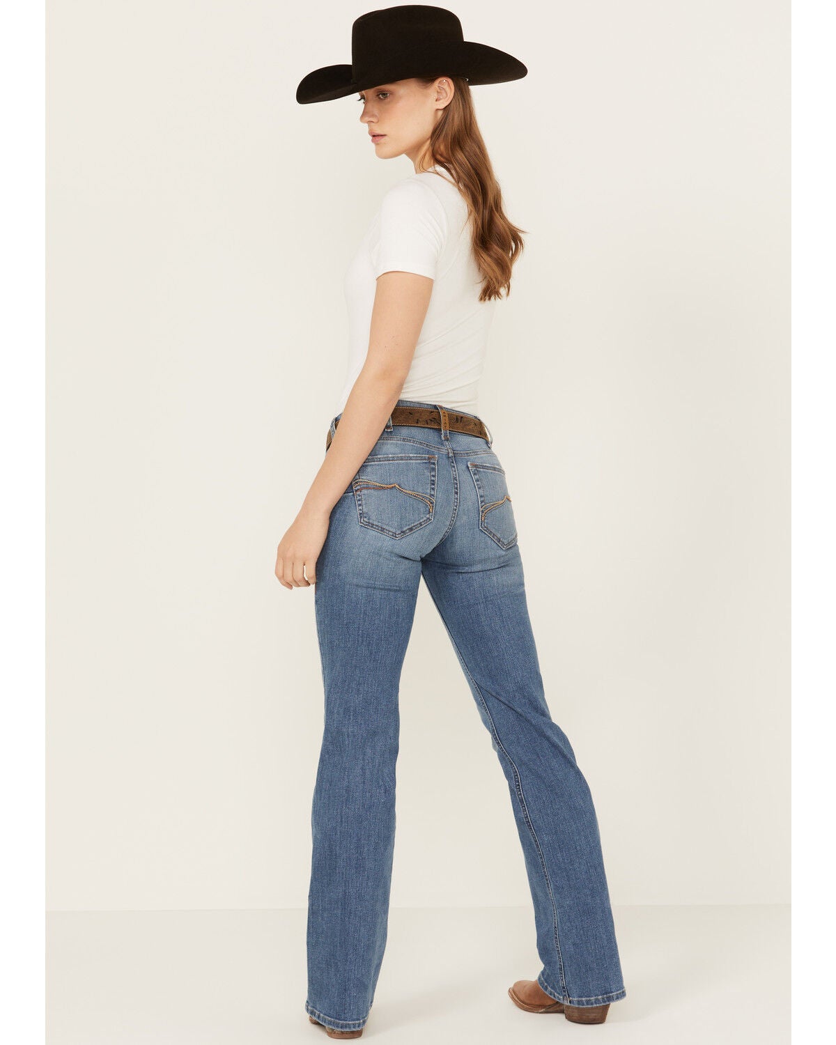Ariat Women's Allison Medium Wash Mid Rise Bootcut Stretch Denim Jeans, Medium Wash, hi-res