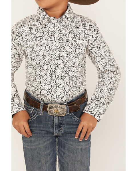 Image #3 - Cody James Boys' Print Long Sleeve Snap Western Shirt, White, hi-res