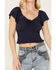 Image #2 - Idyllwind Women's Pointe Flutter Sleeve Smocked Top, Steel Blue, hi-res