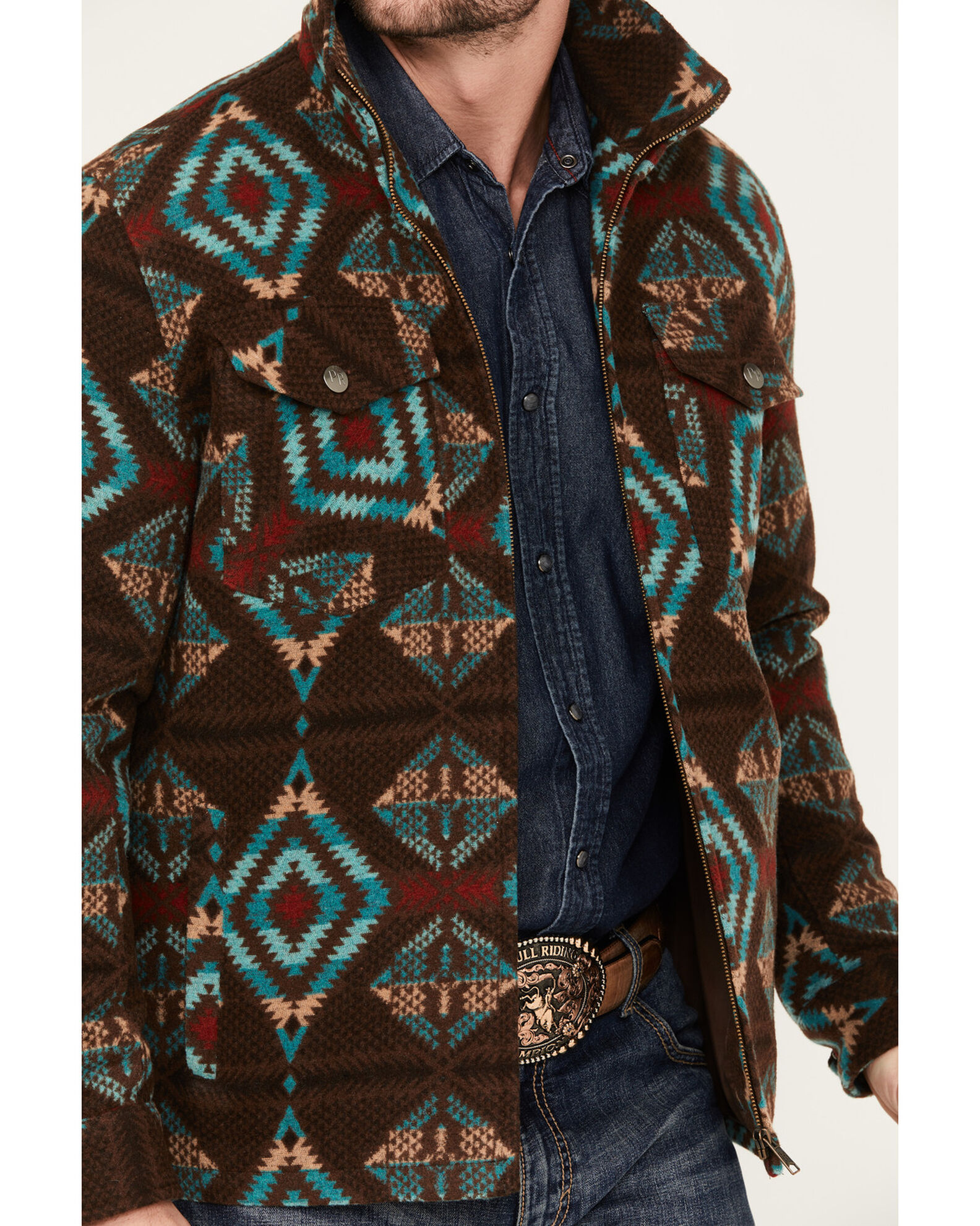 Powder River Outfitters by Panhandle Men s Wool Multicolor Zip Snap Jacket Sheplers