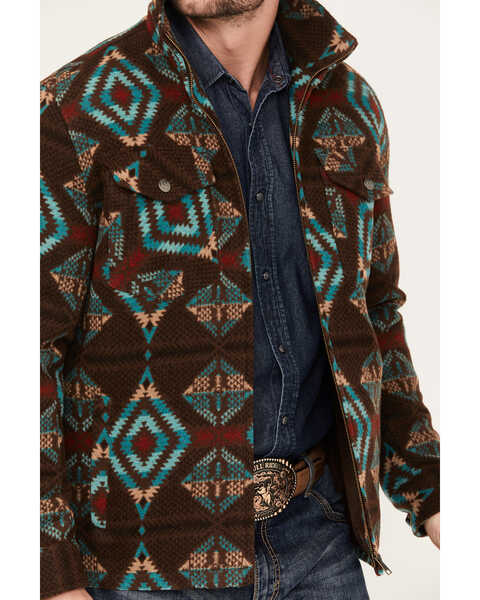 Image #3 - Powder River Outfitters by Panhandle Men's Wool Multicolor Zip Snap Jacket, Dark Brown, hi-res