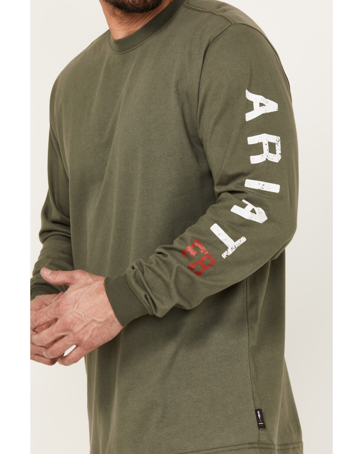 Image #3 - Ariat Men's FR Roughneck Skull Logo Long Sleeve Work T-Shirt, Green, hi-res