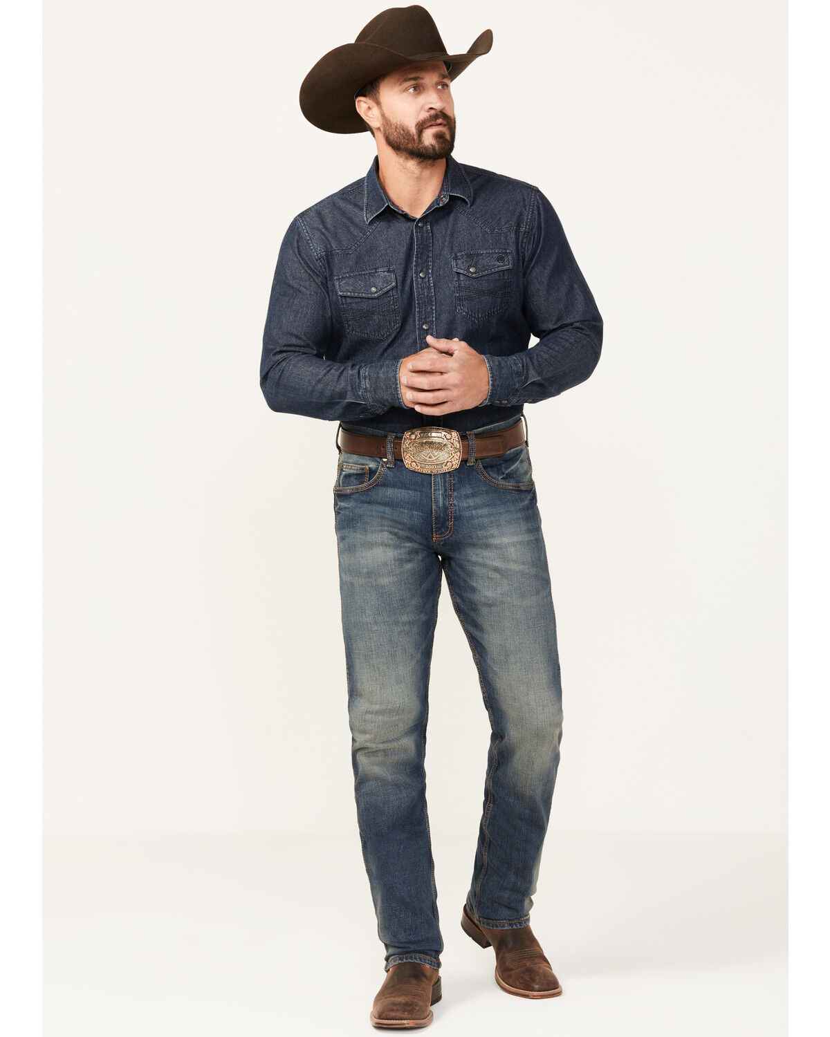 Image #1 - Wrangler Retro Men's Bozeman Medium Wash Low Rise Slim Straight Jeans, Denim, hi-res