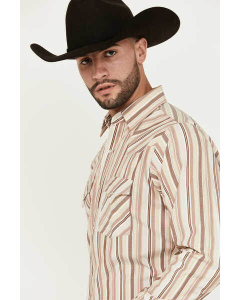 Image #2 - Ely Walker Men's Striped Print Long Sleeve Snap Western Shirt - Big , Tan, hi-res