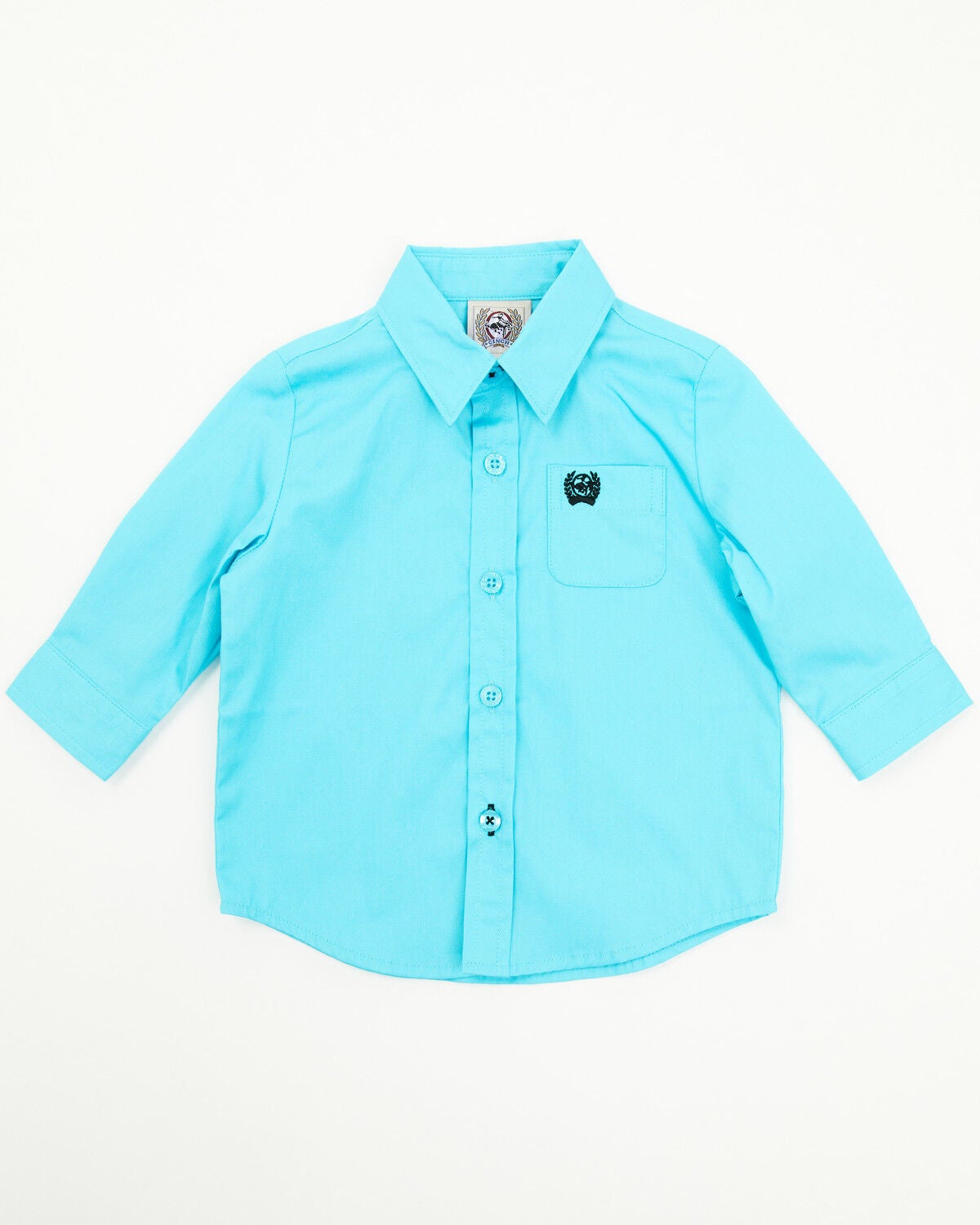 Cinch Infant Boys' Solid Long Sleeve Button-Down Western Shirt, Turquoise, hi-res