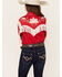 Image #4 - Rockmount Ranchwear Girls' Vintage Long Sleeve pearl Snap Western Shirt , Red, hi-res