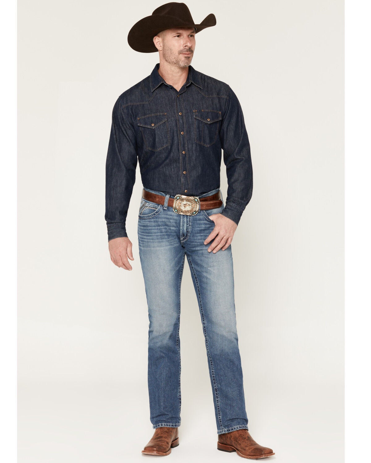 Ariat Men's M4 Logan Medium Wash Relaxed Straight Denim Jeans - Big, Medium Wash, hi-res
