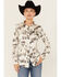 Image #1 - Wrangler Retro Women's Horse Cactus Print Long Sleeve Snap Western Shirt, White, hi-res