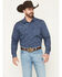 Image #1 - Cody James Men's Tidal Wave Micro Floral Print Long Sleeve Snap Western Shirt, Navy, hi-res
