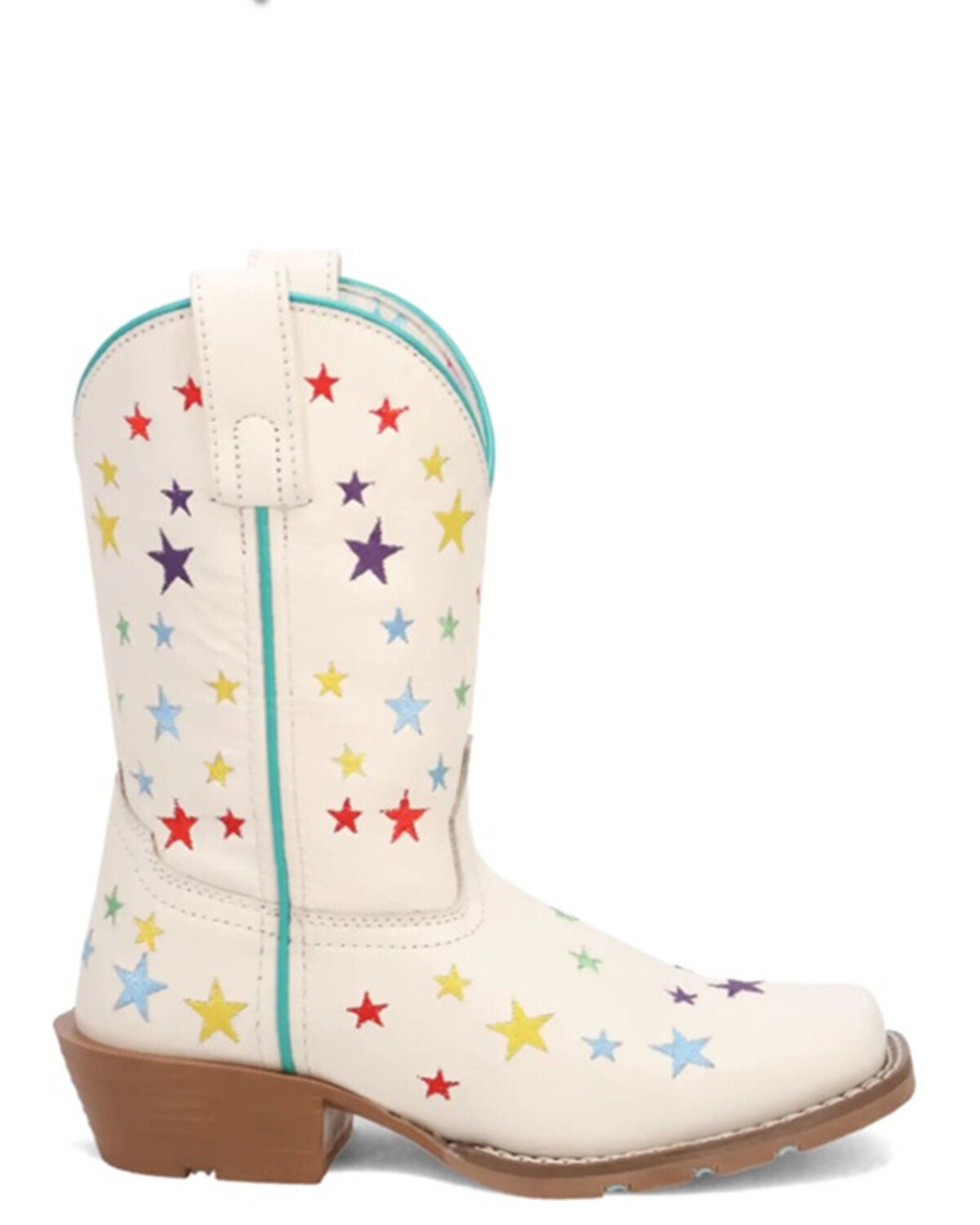 Image #2 - Dan Post Little Girls' Starlett Western Boots - Square Toe, White, hi-res