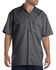 Dickies Men's Solid Short Sleeve Folded Work Shirt, Charcoal Grey, hi-res