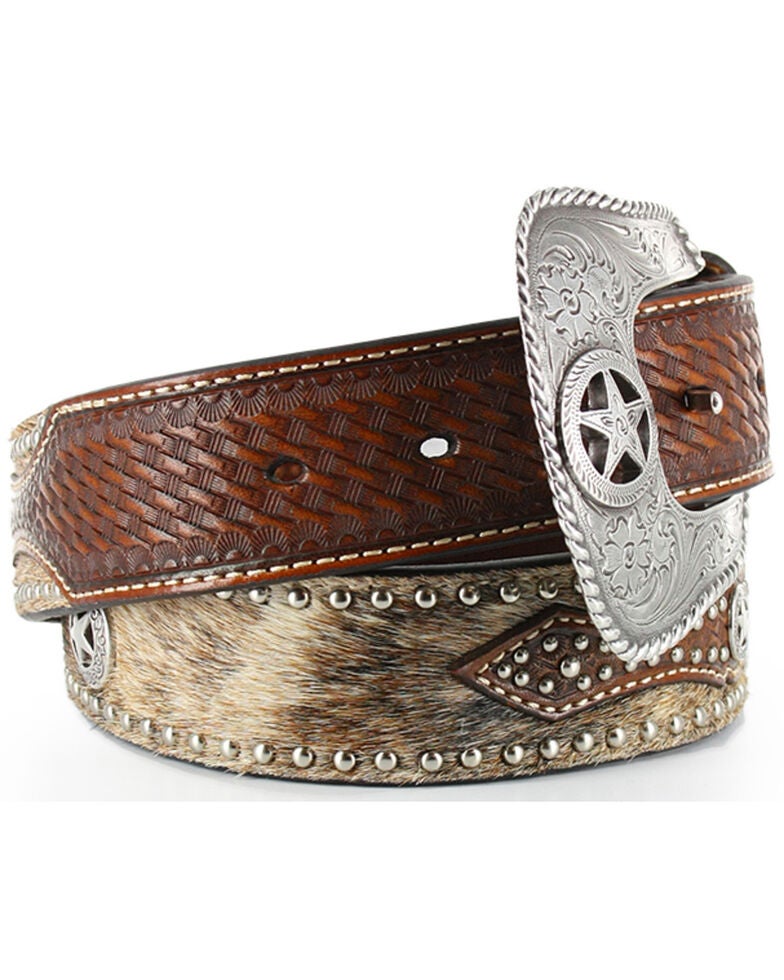 Nocona Men's HaironHide Star Concho Belt Sheplers