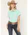 Image #1 - Cinch Women's Solid ArenaFlex Short Sleeve Button-Down Stretch Western Shirt, Green, hi-res