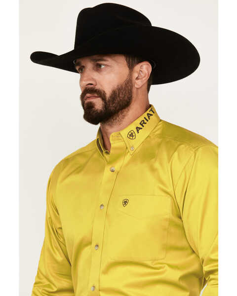 Image #3 - Ariat Men's Team Logo Twill Long Sleeve Button-Down Western Shirt, Yellow, hi-res