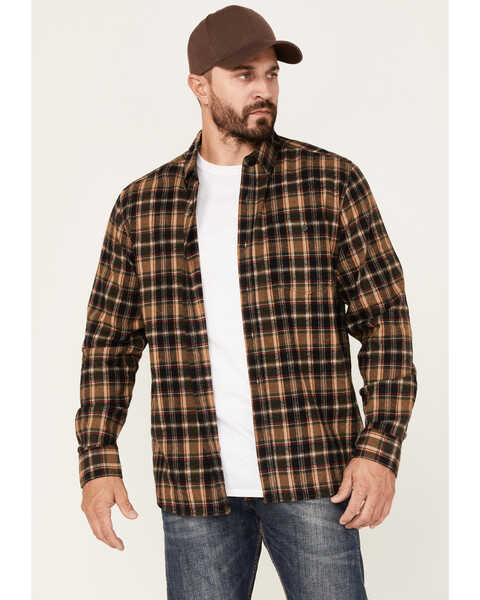 Image #1 - North River Men's Small Plaid Print Long Sleeve Button-Down Flannel Shirt, Green, hi-res