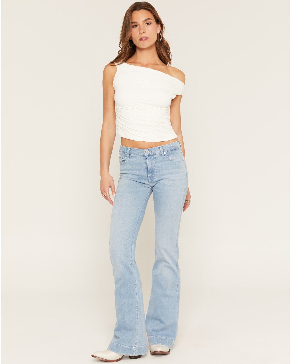 Image #3 - 7 For All Mankind Women's Light Wash Mid Rise Slim Trouser Stretch Denim Jeans, Light Wash, hi-res