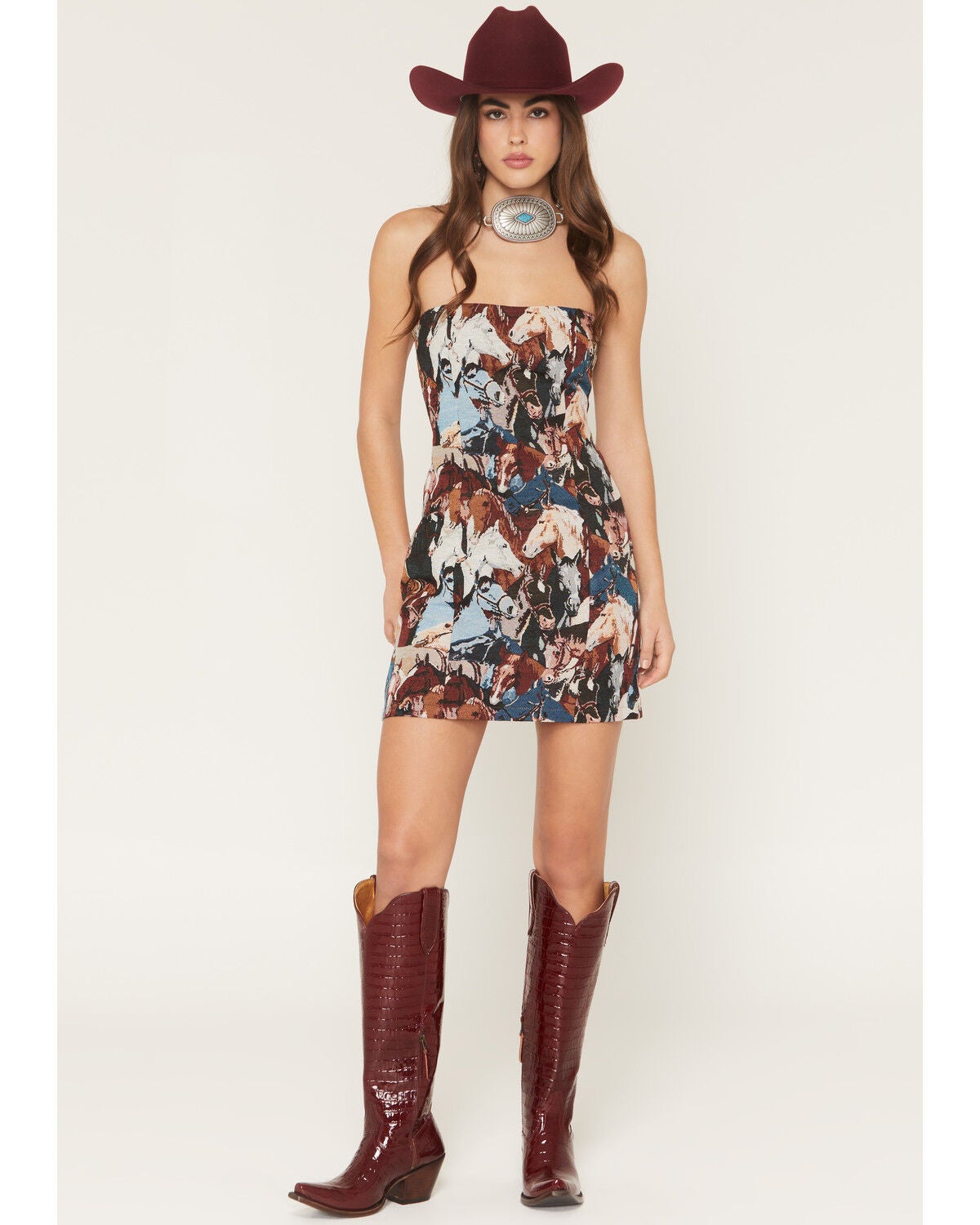 Image #1 - Blue B Women's Sleeveless Horse Tapestry Mini Dress, Multi, hi-res