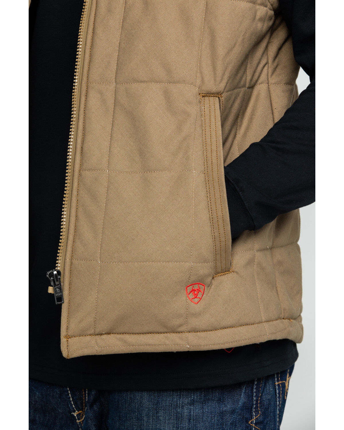 Image #4 - Ariat Men's FR Crius Insulated Work Vest - Tall, Beige/khaki, hi-res