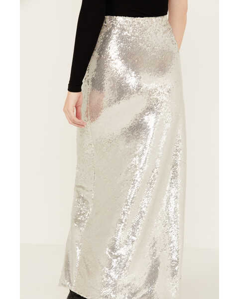 Image #5 - By Together Women's Sequins Maxi Skirt , Silver, hi-res