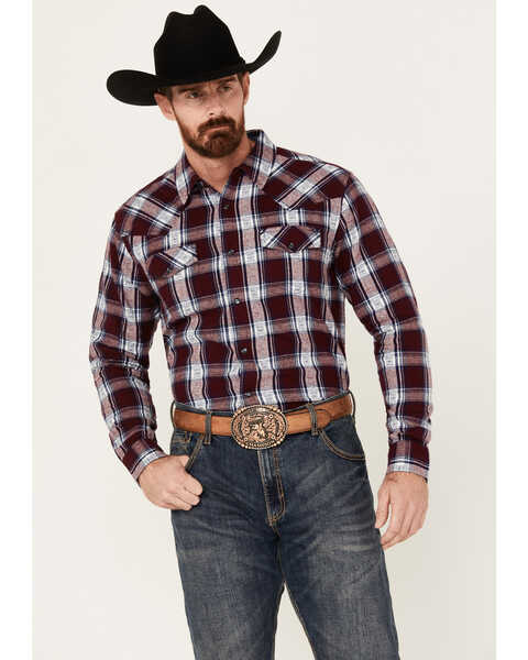 Wyoming Traders Men's Maroon Plaid Western Shirt XLT