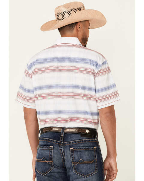Image #4 - Rough Stock By Panhandle Men's Striped Camp Short Sleeve Button Down Western Shirt , White, hi-res