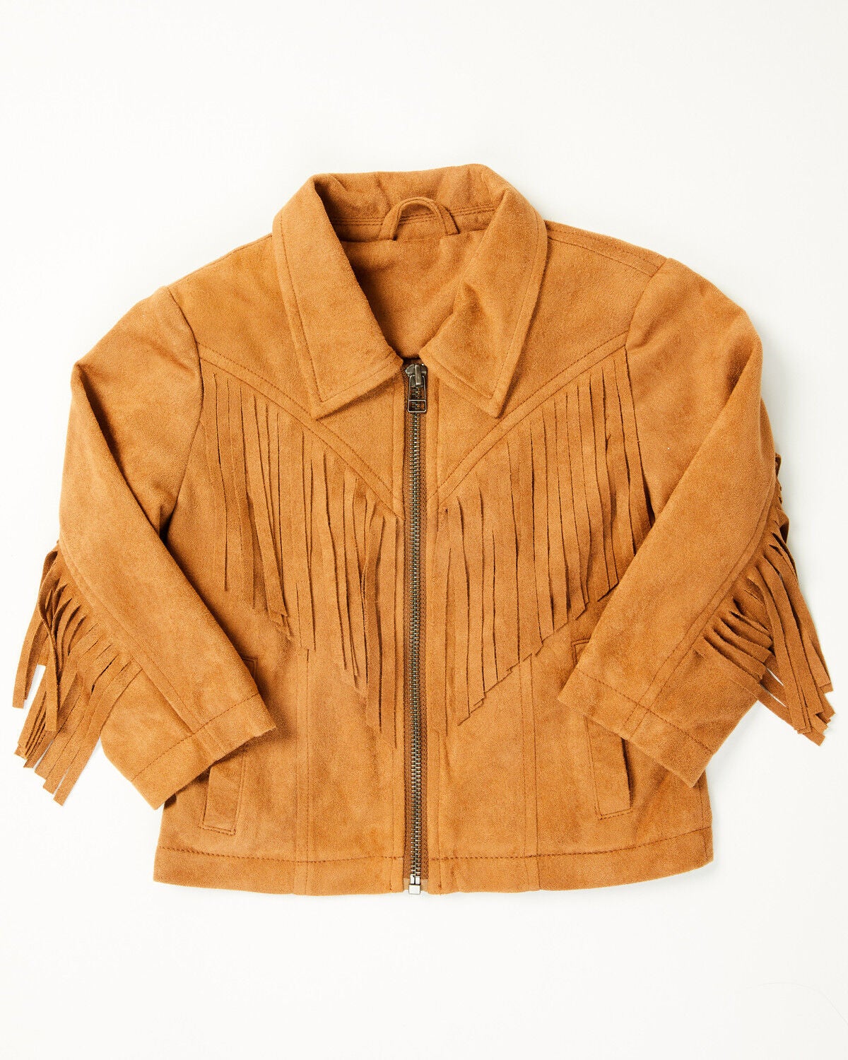 Fonria Toddler Girls' Solid Fringe Jacket, Camel, hi-res