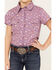 Image #3 - Shyanne Girls' Printed Short Sleeve Button-Down Western Stretch Shirt, Purple, hi-res