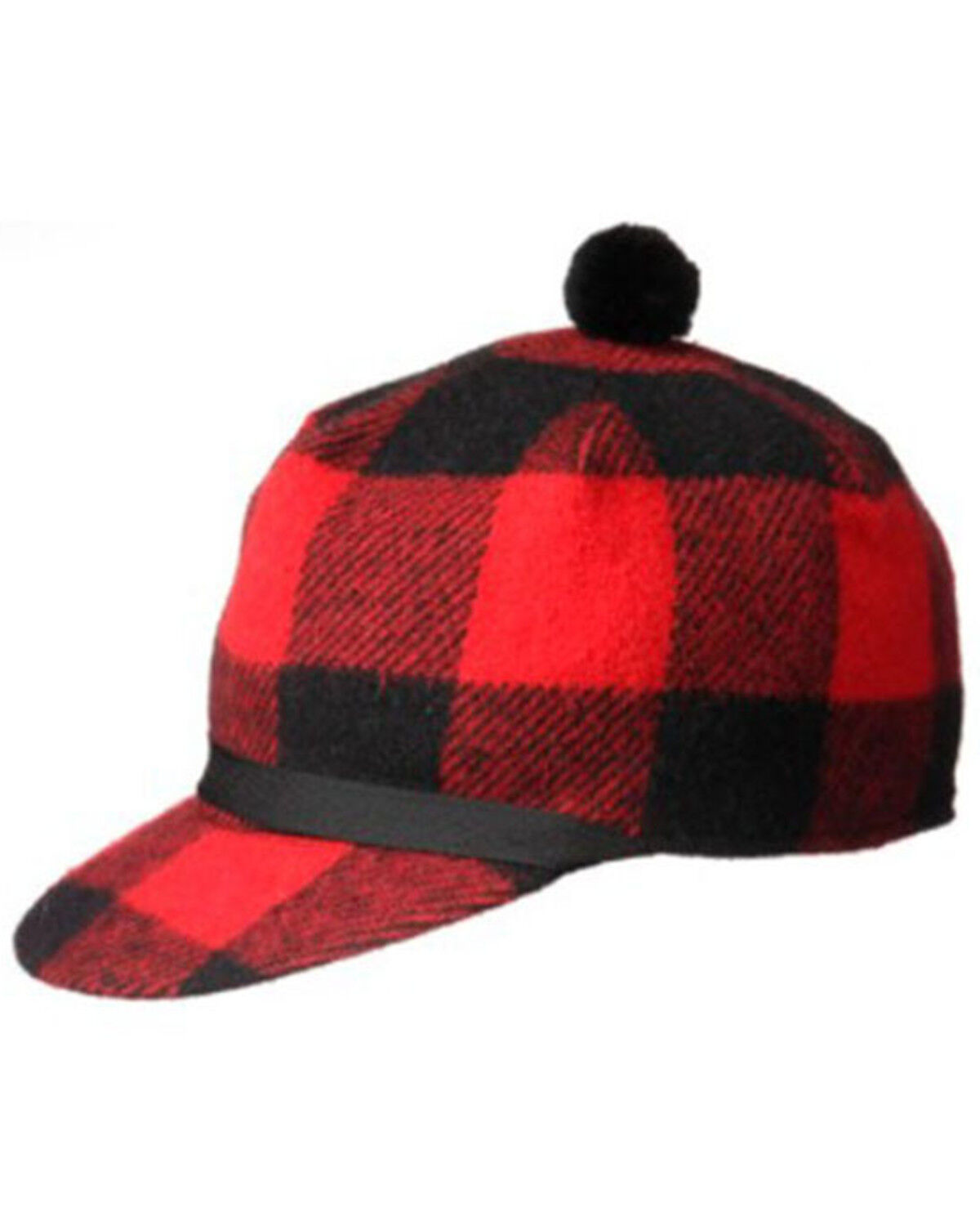 Image #1 - Crown Cap Men's Buffalo Check Stockman Work Cap, Black/red, hi-res