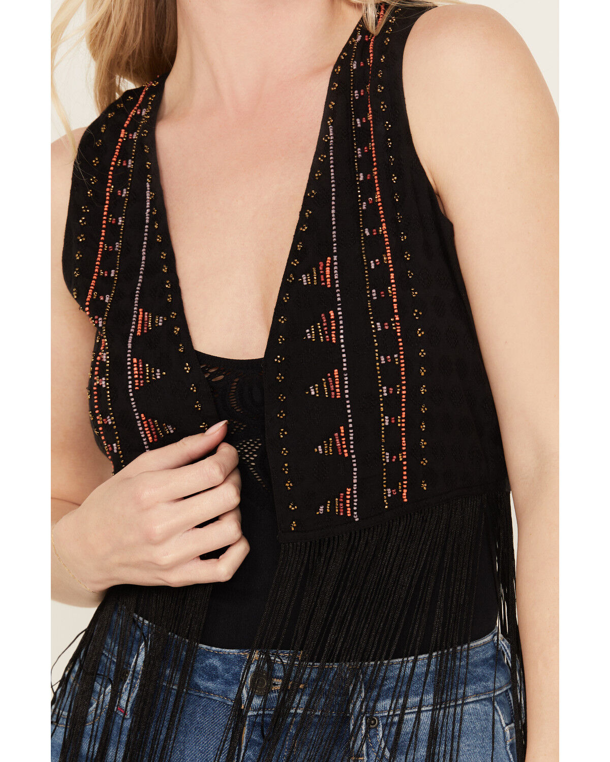 Image #3 - Idyllwind Women's Juniper Beaded Vest, Black, hi-res