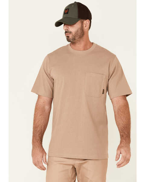 Image #1 - Hawx Men's Solid Natural Forge Short Sleeve Work Pocket T-Shirt - Big, Natural, hi-res