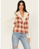 Image #1 - Cleo + Wolf Women's Alice Reversible Sherpa and Plaid Vest , Rust Copper, hi-res