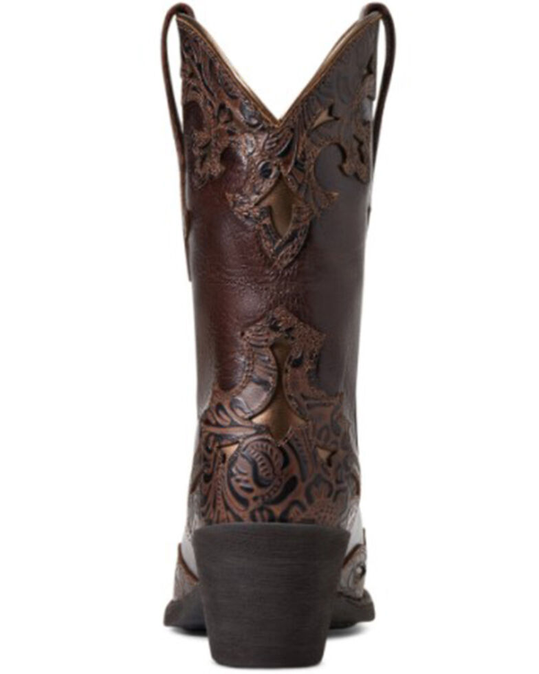 Ariat Women's Decedence & Floral Embossed Patsy Western Boot - Snip Toe, Brown, hi-res
