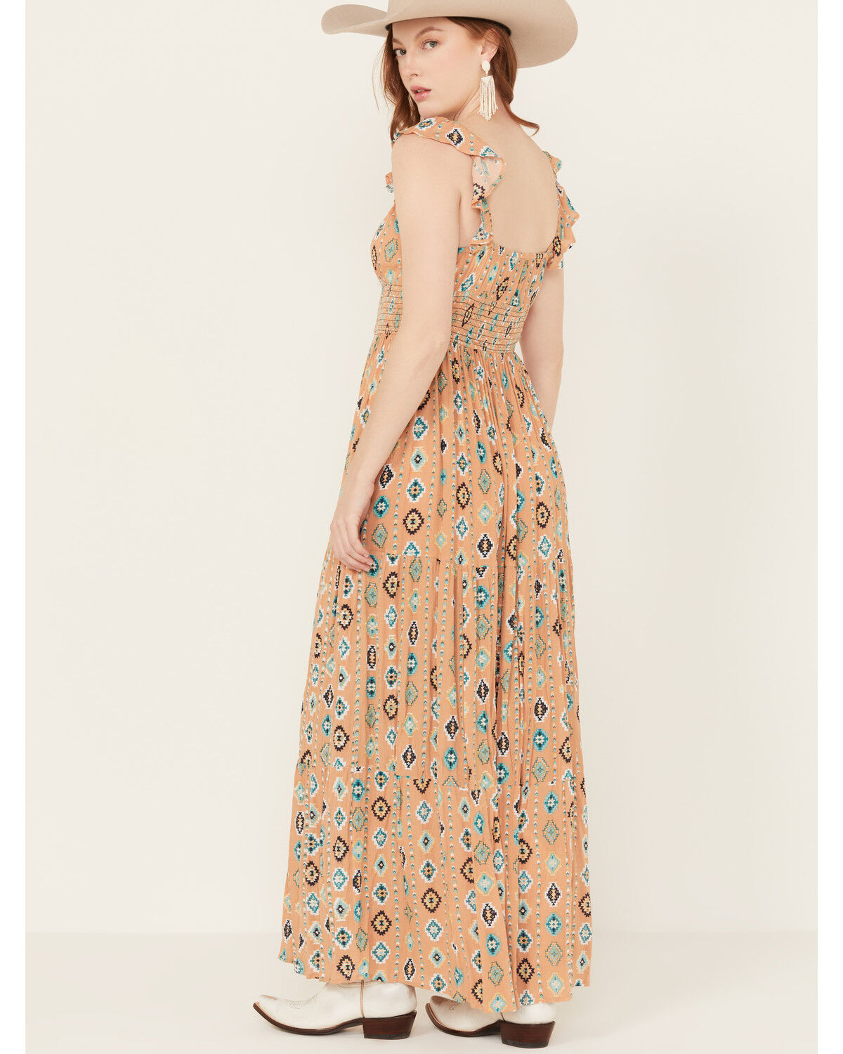 Image #4 - Rock & Roll Denim Women's Southwestern Tiered Sleeveless Maxi Dress, Tan, hi-res