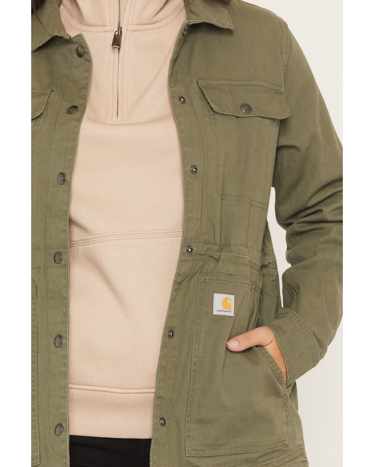 Image #3 - Carhartt Women's TENCEL&trade; Fiber Series Relaxed Fit Canvas Coat, Olive, hi-res