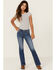 Image #3 - Miss Me Girls' Dark Wash Steerhead Pocket Bootcut Stretch Denim Jeans, Blue, hi-res