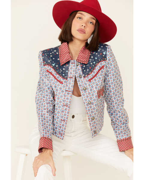 Double D Ranch Women's Multi Print Chick Fiddle Button-Front Jacket , Multi, hi-res
