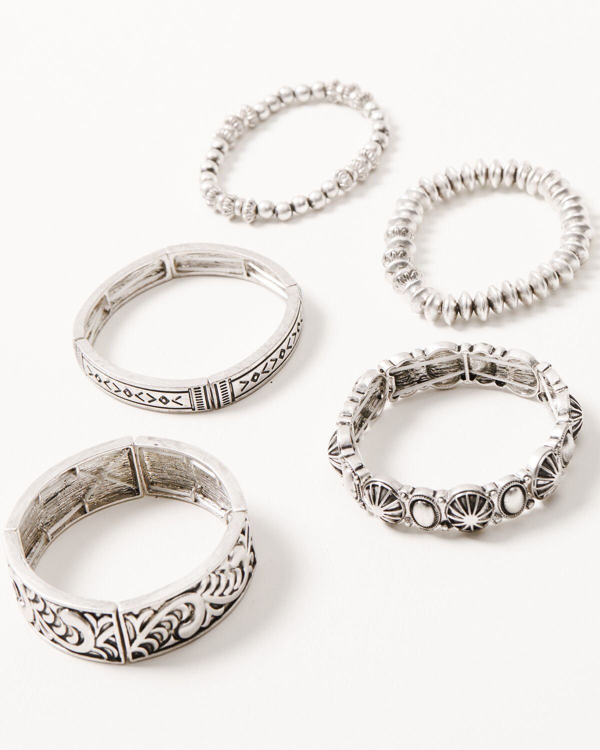 Image #1 - Shyanne Women's Shiloh Ridge Southwest Scroll Bracelet Set - 5 Piece, Silver, hi-res