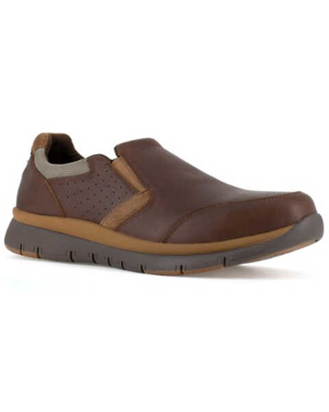 Image #1 - Rockport Men's Slip-On Casual Work Shoes - Steel Toe, Brown, hi-res