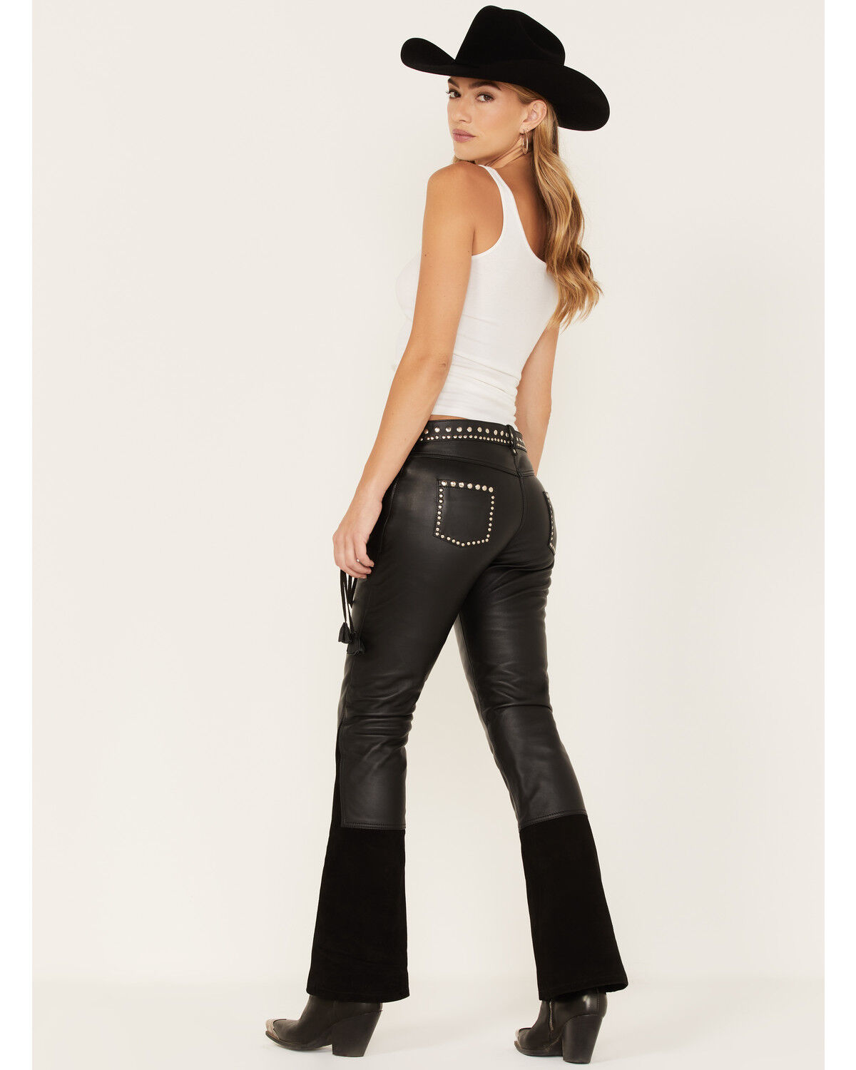 Understated Leather Women's Wild Cats Mid Rise Leather Flare