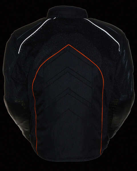 Image #5 - Milwaukee Leather Men's Combo Leather Textile Mesh Racer Jacket - 5X, Black/orange, hi-res