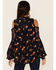 Miss Me Women's Cold Shoulder Long Sleeve Floral Top, Navy, hi-res