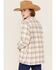 Image #4 - Ely Walker Women's Plaid Print Sherpa Lined Button-Down Shacket, Stone, hi-res